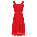 Sling Red Clothes Cotton Blends Sommerkleid